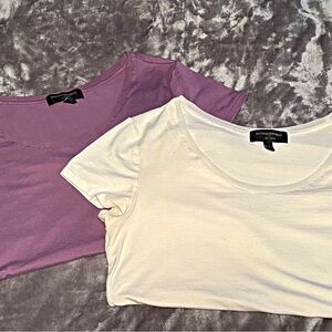 2 Shirts, Banana Republic Women's Short Sleeve Tops in Purple and White